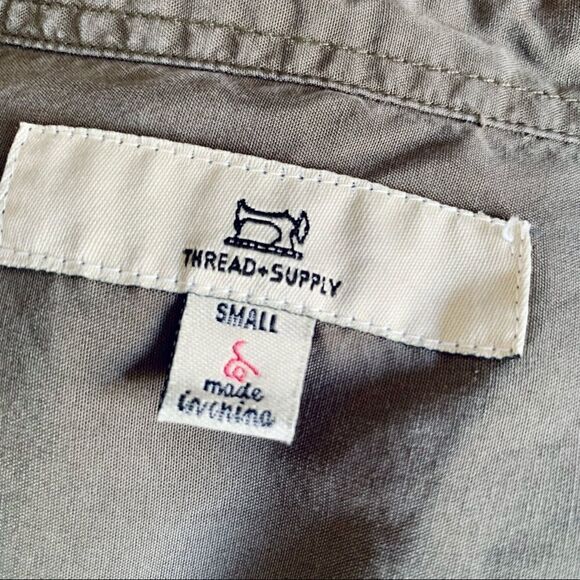 Thread & Supply Olive Green Shirt Dress Size Small - Picture 9 of 10